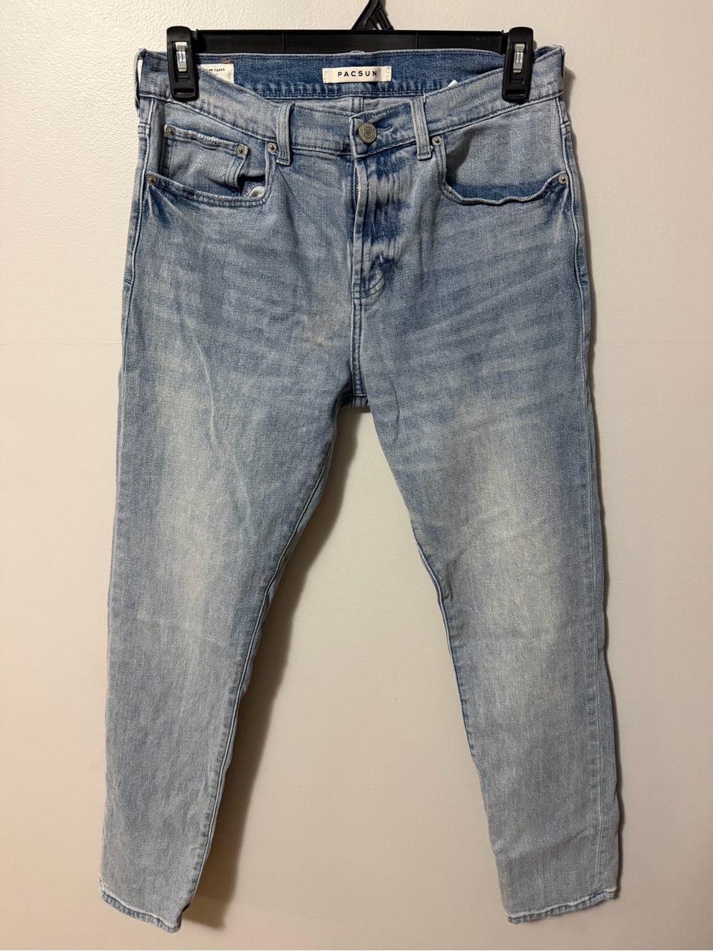 Men’s PacSun Slim Taper Jeans 31x32 Light Wash Distressed Denim Stretch